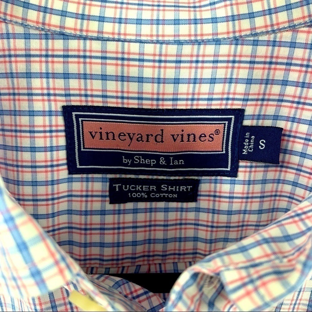 Vineyard Vines Mens Tucker Shirt Small Pink Blue Plaid Long Sleeve Button Down - Picture 6 of 7